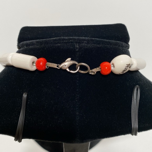 Vintage Ruby Z Ceramic Large Hearts Necklace Signed by Candace Loheed Cow Print - Picture 4 of 17